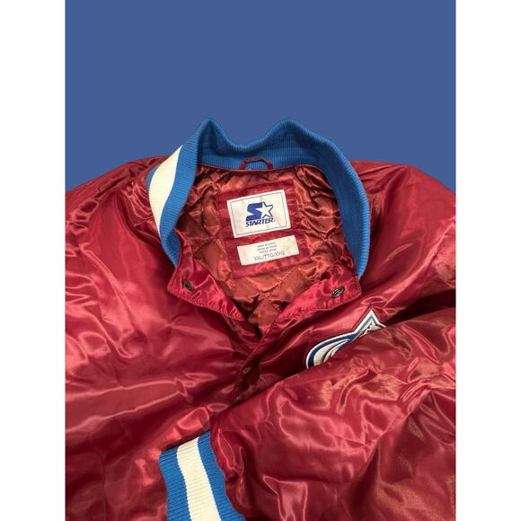 NWT New NHL Colorado Avalanche Burgundy Starter Satin Bomber Jacket Men’s XXL - Picture 3 of 7